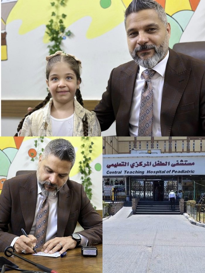 صحة الكرخ / تشخيص حالة لمتلازمة عصبية نادرة (متلازمة ترجرج العيون وتشنج العضلات وترنح المخيخ) لطفلة بعمر (6) سنوات في مستشفى الطفل المركزي التعليمي
