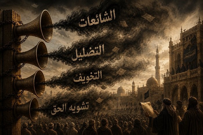 الاعلام الاموي باساليب رخيصه يفرّق ثمانيه عشر الف مقاتل بايعوا الامام الحسين(ع)
