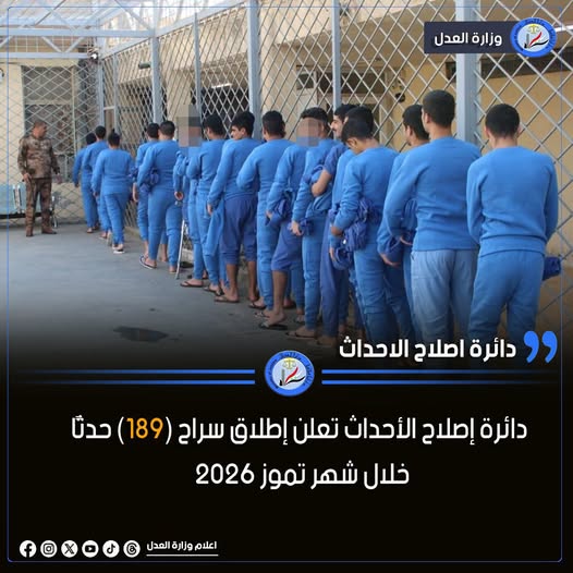 دائرة إصلاح الأحداث تعلن إطلاق سراح (189) حدثًا خلال شهر تموز 2026