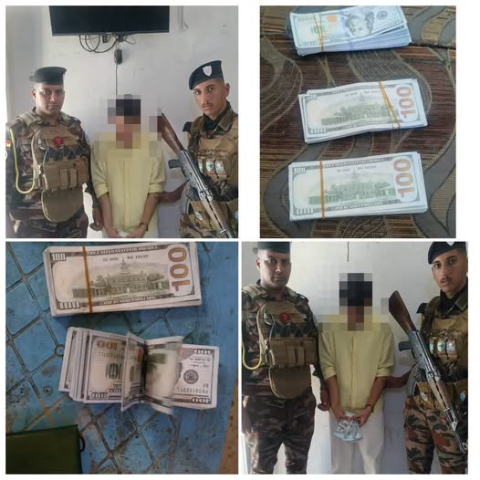شرطة ديالى تضبط 273 ورقة نقدية مزورة من فئة 100 دولار وتلقي القبض على متهم في قضاء بلدروز