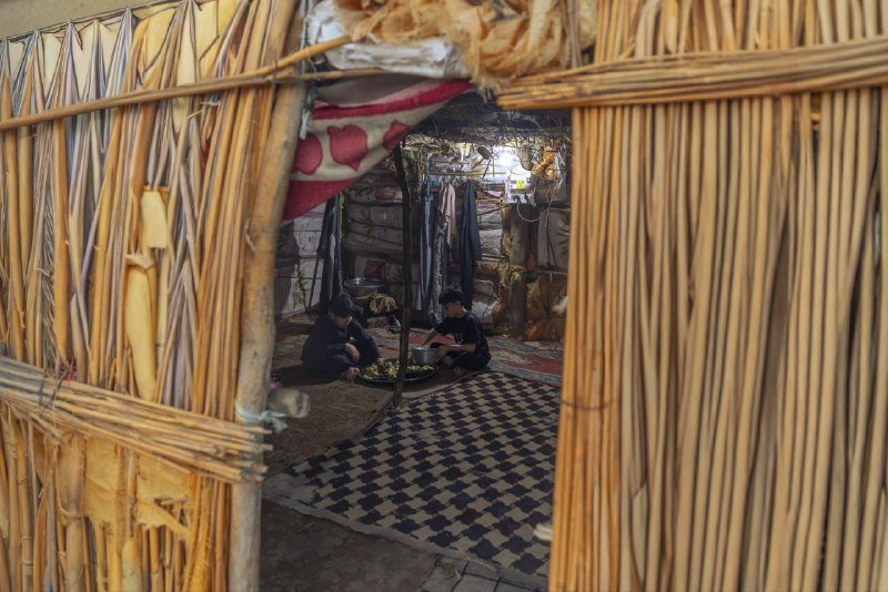 بالصور.. طفلان يقطعان أهوار الجبايش بالمشحوف لخدمة زائري الإمام الحسين (عليه السلام)