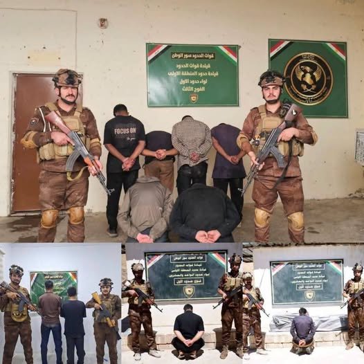 حرس الحدود يلقي القبض على 10 متسللين آسيويين حاولوا تجاوز الحدود العراقية بطريقة غير شرعية بعمليات أمنية منفصلة